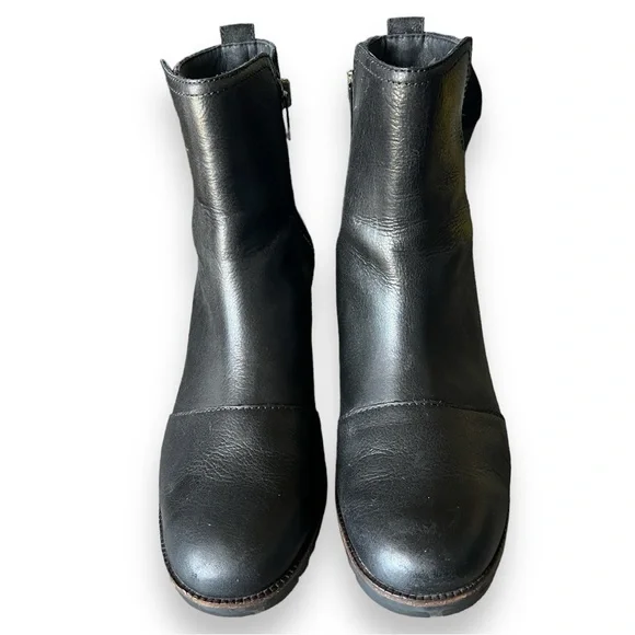 Sorel Cate Waterproof Full Grain Leather Suede Block Heel Bootie Size 8.5 - Picture 3 of 6